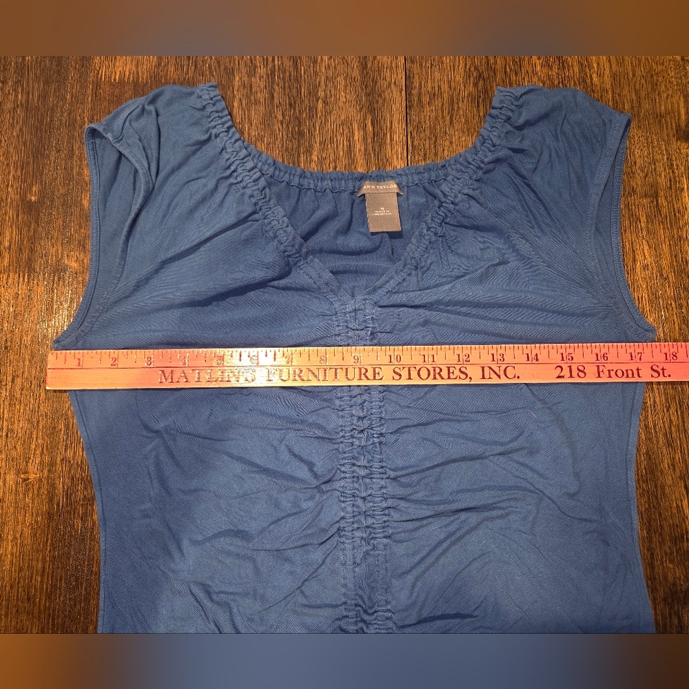 Ann Taylor Blue Ruched Tank Top - Picture 6 of 7